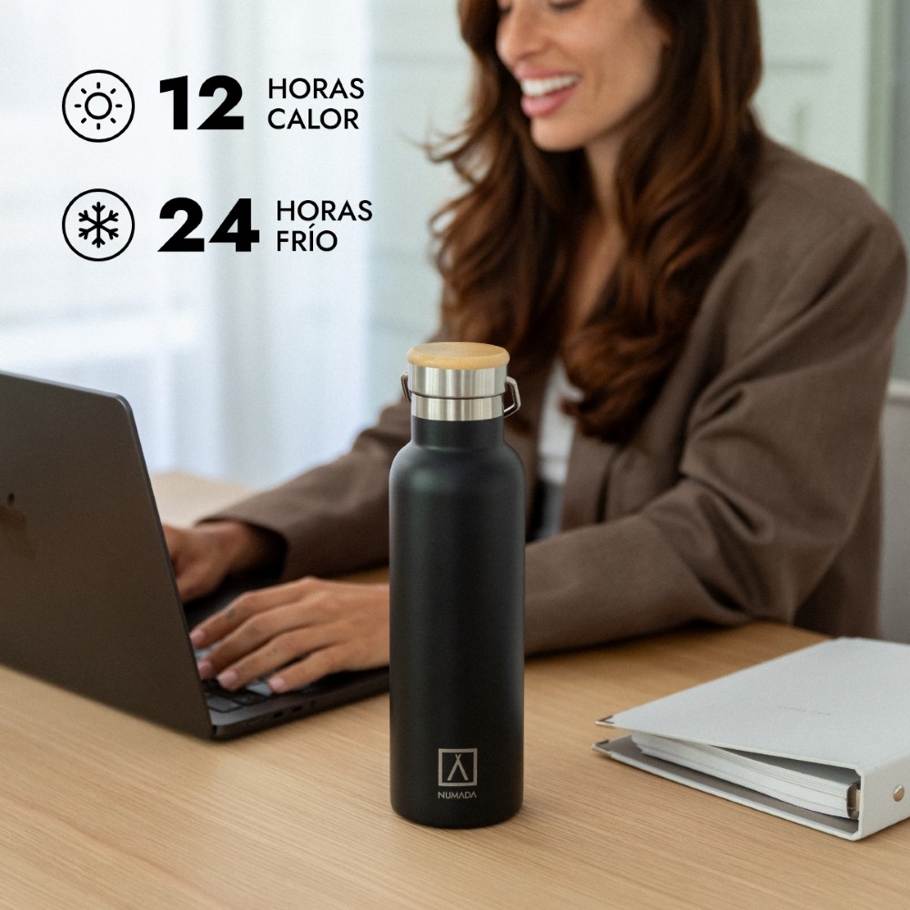 Botella térmica acero inoxidable NUMADA Ceramic 600ml Negra - Imagen 4
