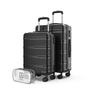 Juego de maletas 3 pzs (56/66cm, Neceser Transparente) Numada Upfly T10 Negro