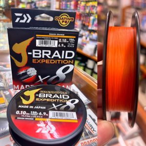 TRENZADO DAIWA J-BRAID EXPEDITION 8X 150M PE#0.8 NARANJA 0,10MM 6.9KG «SPINNING / EGING»