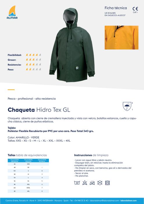 CHAQUETA HIDRO ALMAR talla 3XL «TRAJES DE AGUA» - Imagen 3