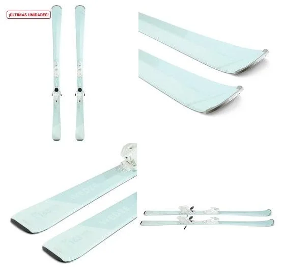 Esquís de Pista con fijaciones Mujer Wedze Boost 500 Azul claro