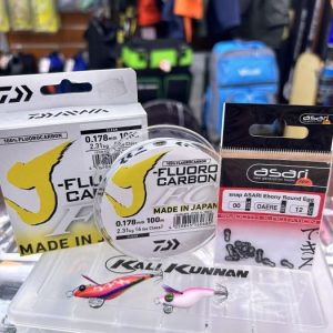 PACK EGING NORTE +FLUOROCARBON +GRAPAS + CAJA «CALAMAR/ EGING»