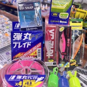 KIT SEÑUELOS EGING DE INVIERNO + TRENZADO + ACCESORIOS