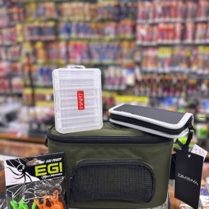 PACK RIÑONERA + CARTERA + PROTECTORES + CAJA «CALAMAR / ROCKFISHING»