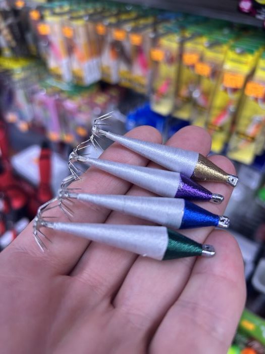 PACK de 4 POTERAS ARTESANAS HILO COLORES 6CM «EGING / CALAMAR» - Imagen 2