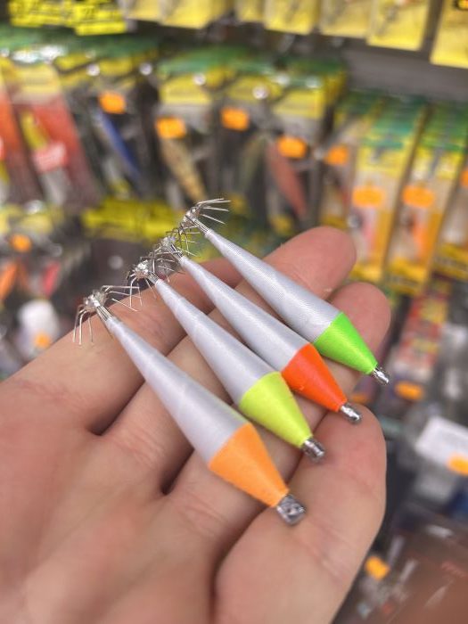 PACK de 4 POTERAS ARTESANAS HILO COLORES FLUOR 6CM «EGING / CALAMAR» - Imagen 2