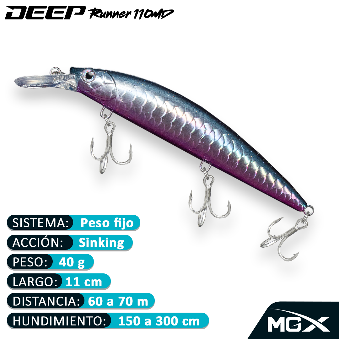Señuelo MGX Deep Runner 110MD NATURAL BLUE PURPLE BELLY - Imagen 3
