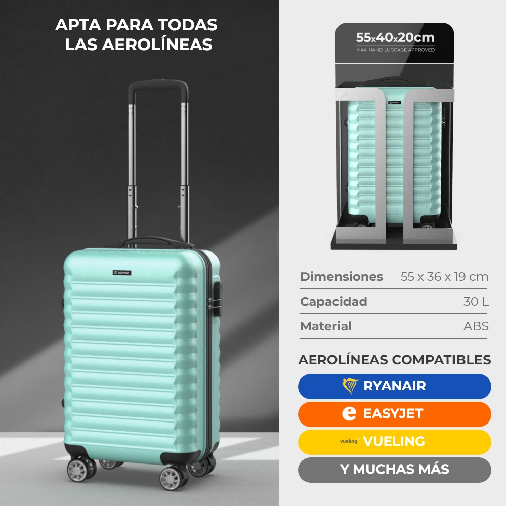 Maleta 10Kg de cabina 55x36x19cm Numada Upfly 20” (XS) Verde menta - Imagen 4