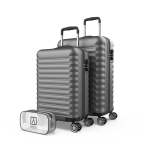 Juego de maletas 3 piezas (53/63cm + Neceser A10 Transparente) Numada Upfly Gris