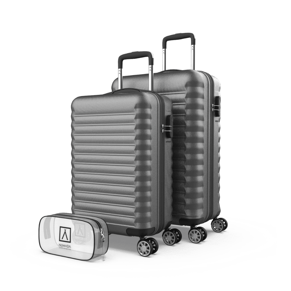 Juego de maletas 3 piezas (53/63cm + Neceser A10 Transparente) Numada Upfly Gris