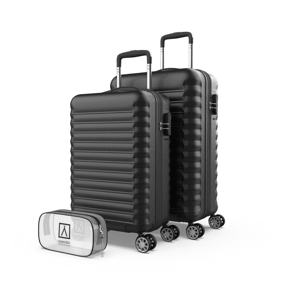 Juego de maletas 3 piezas (53/63cm + Neceser A10 Transparente) Numada Upfly Negro