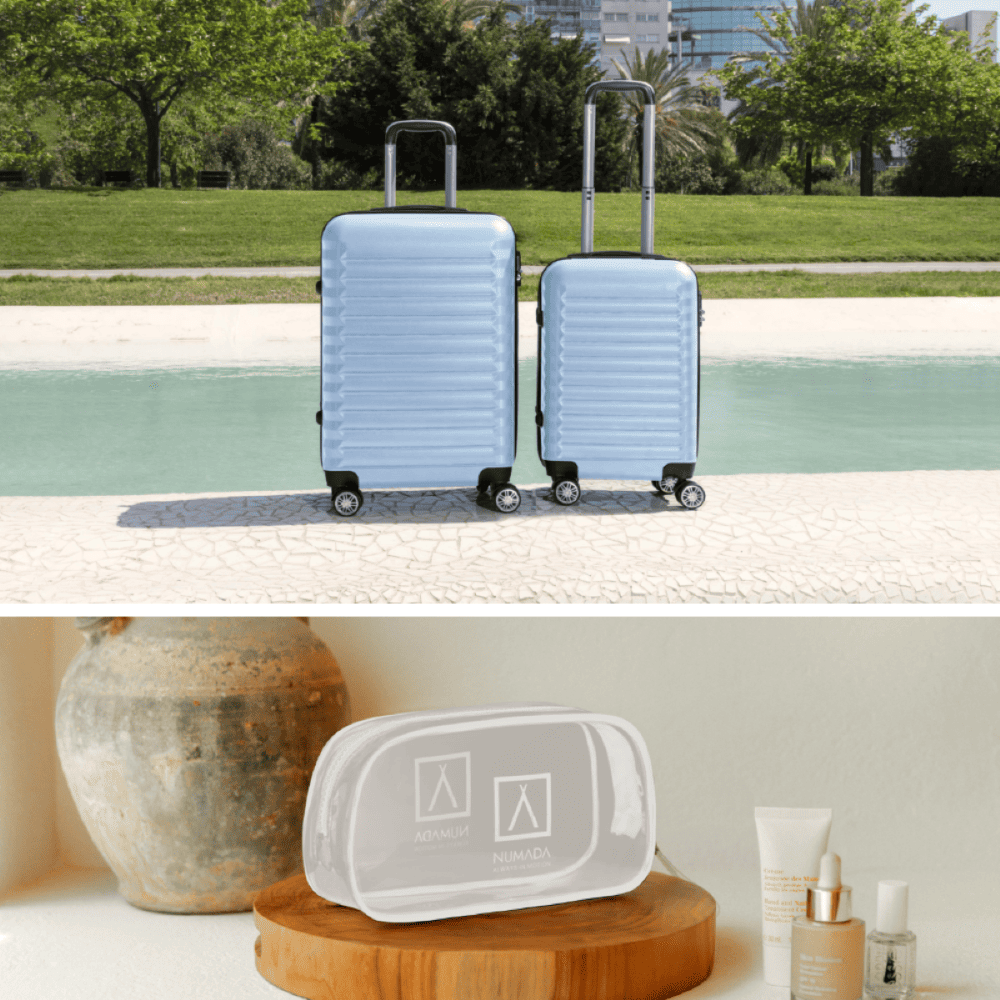 Juego de maletas 3 piezas (53/63cm + Neceser A10 Beige) Numada Upfly Azul claro - Imagen 5