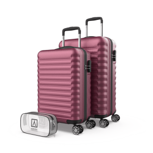Juego de maletas 3 piezas (53/63cm + Neceser A10 Transparente) Numada Upfly Burdeos