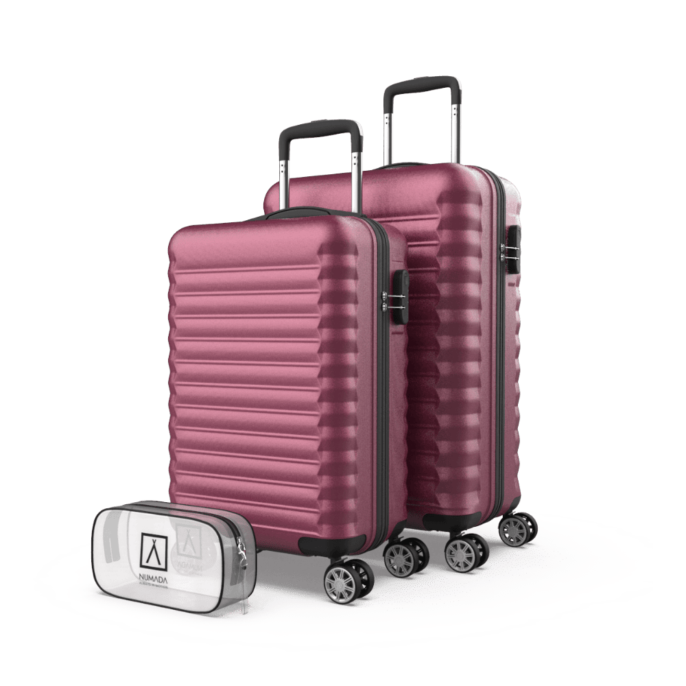 Juego de maletas 3 piezas (53/63cm + Neceser A10 Transparente) Numada Upfly Burdeos
