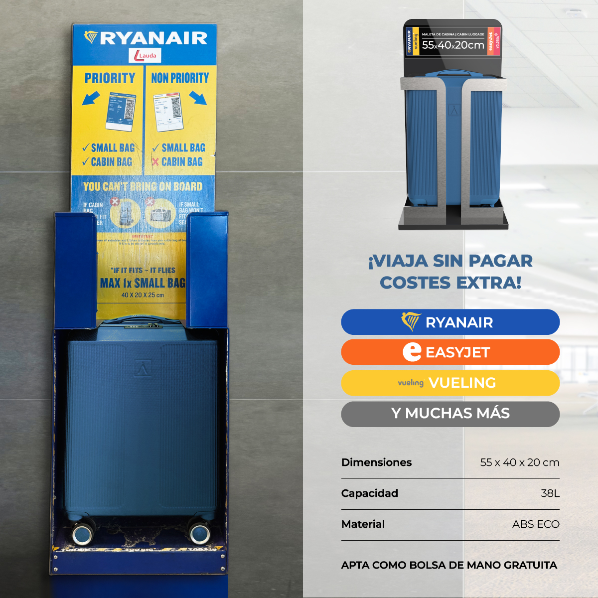 Maleta 13 Kg de cabina 55x40x20 cm Numada Elegance T15 20” (XS) Azul Profundo - Imagen 4