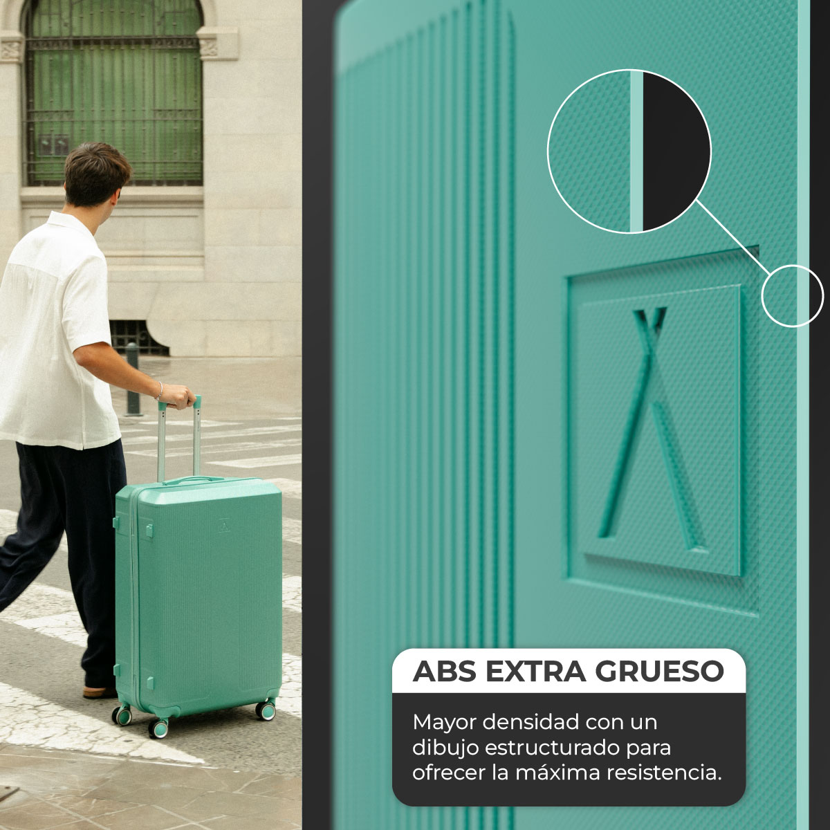 Maleta 25 Kg grande 76,5x49x29 cm Numada Elegance T15 28” (L) Verde Aguamarina - Imagen 5