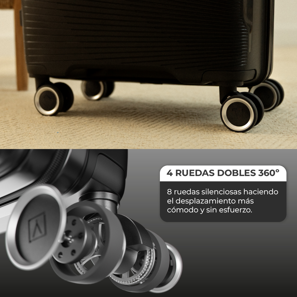 Juego de maletas rígidas PP 2 piezas (55/65cm) Numada Unbroken T210 Negro - Imagen 6