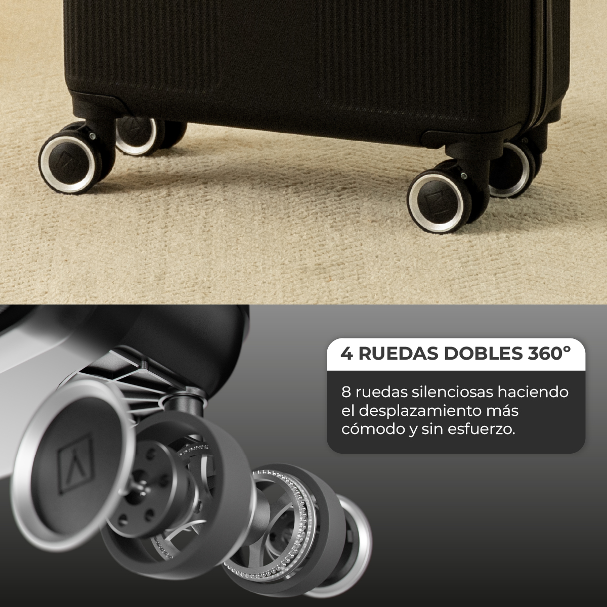 Maleta 25 Kg grande 76,5x49x29 cm Numada Elegance T15 28” (L) Negro - Imagen 6