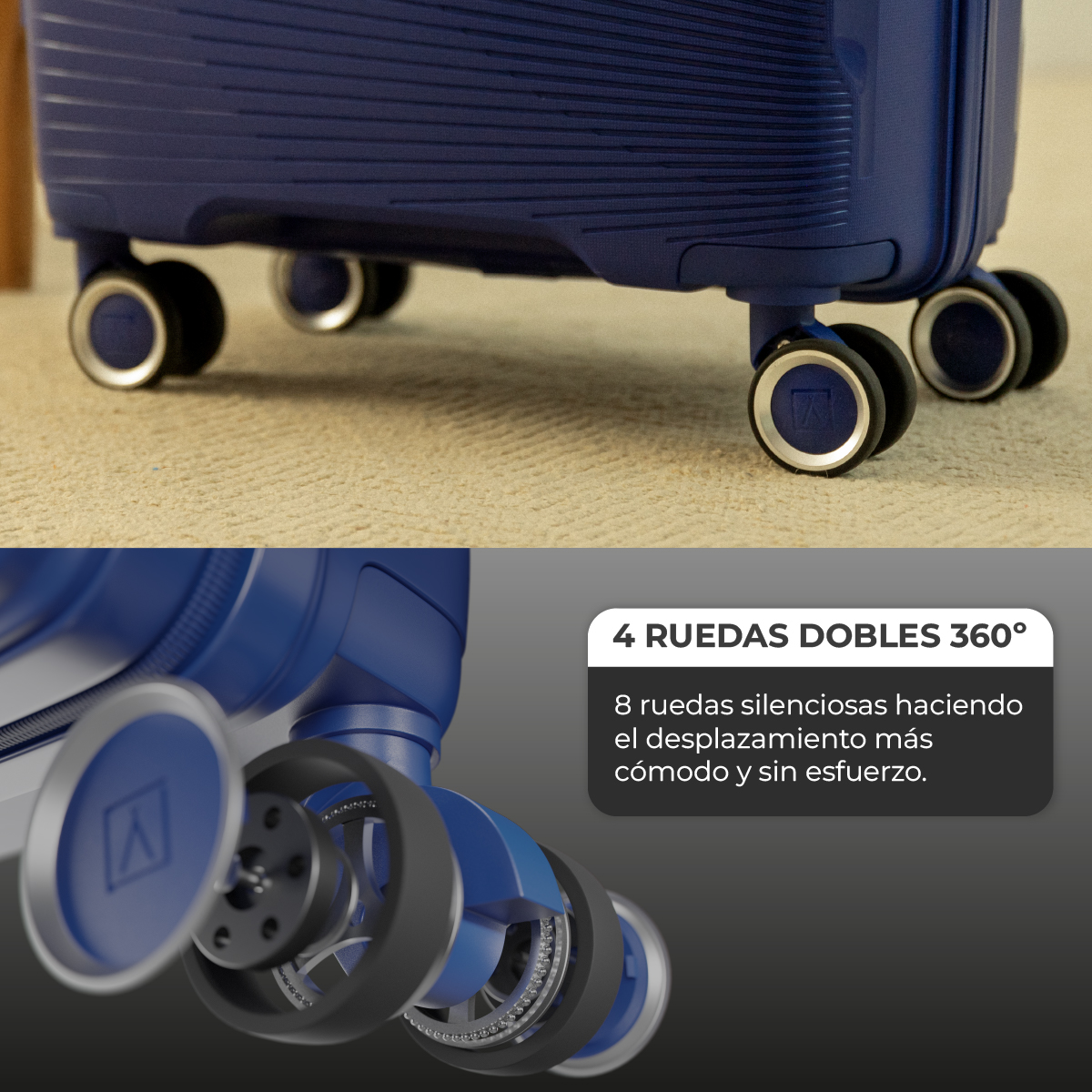 Maleta 20 Kg mediana rígida PP 65x44x25 cm Numada Unbroken T210 24” (M) Azul Índigo - Imagen 6