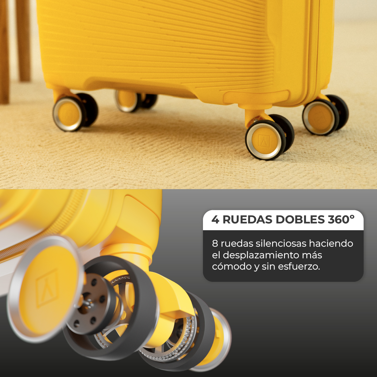 Maleta 20 Kg mediana rígida PP 65x44x25 cm Numada Unbroken T210 24” (M) Amarillo - Imagen 6