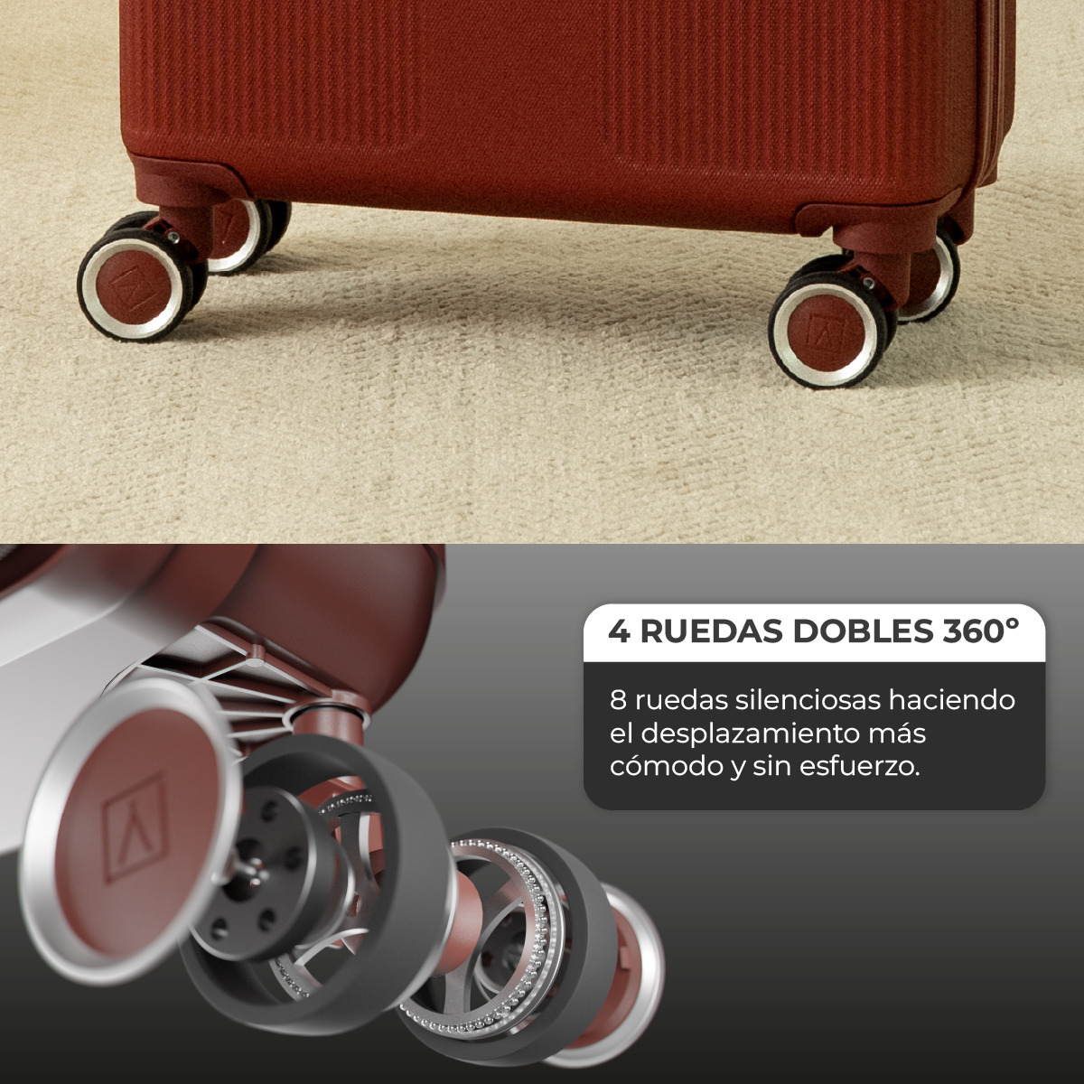 Maleta 25 Kg grande 76,5x49x29 cm Numada Elegance T15 28” (L) Rojo Vino - Imagen 6