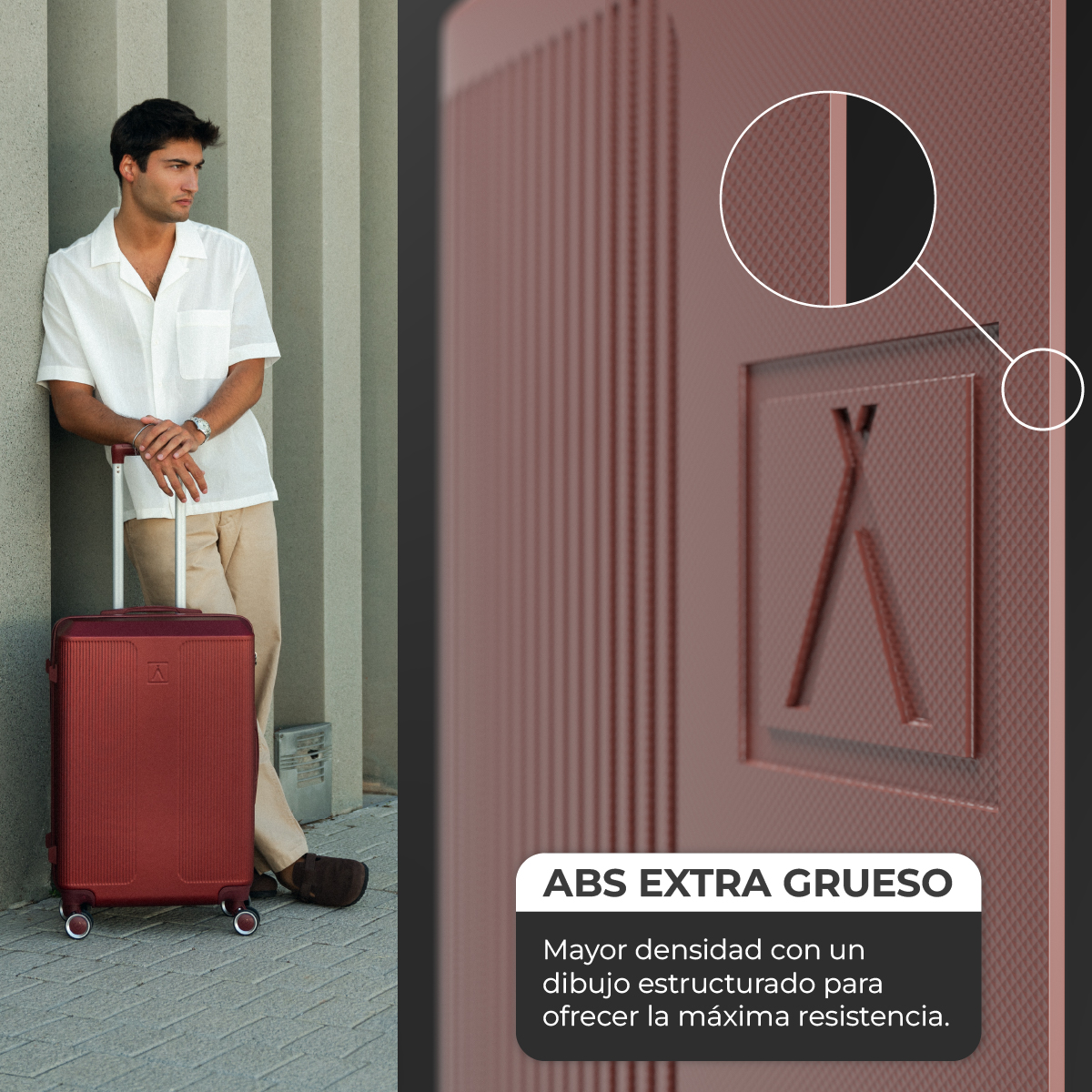 Juego de maletas 4 piezas (55/66,5/76,5cm + Neceser) Numada Elegance T15 Rojo Vino - Imagen 6
