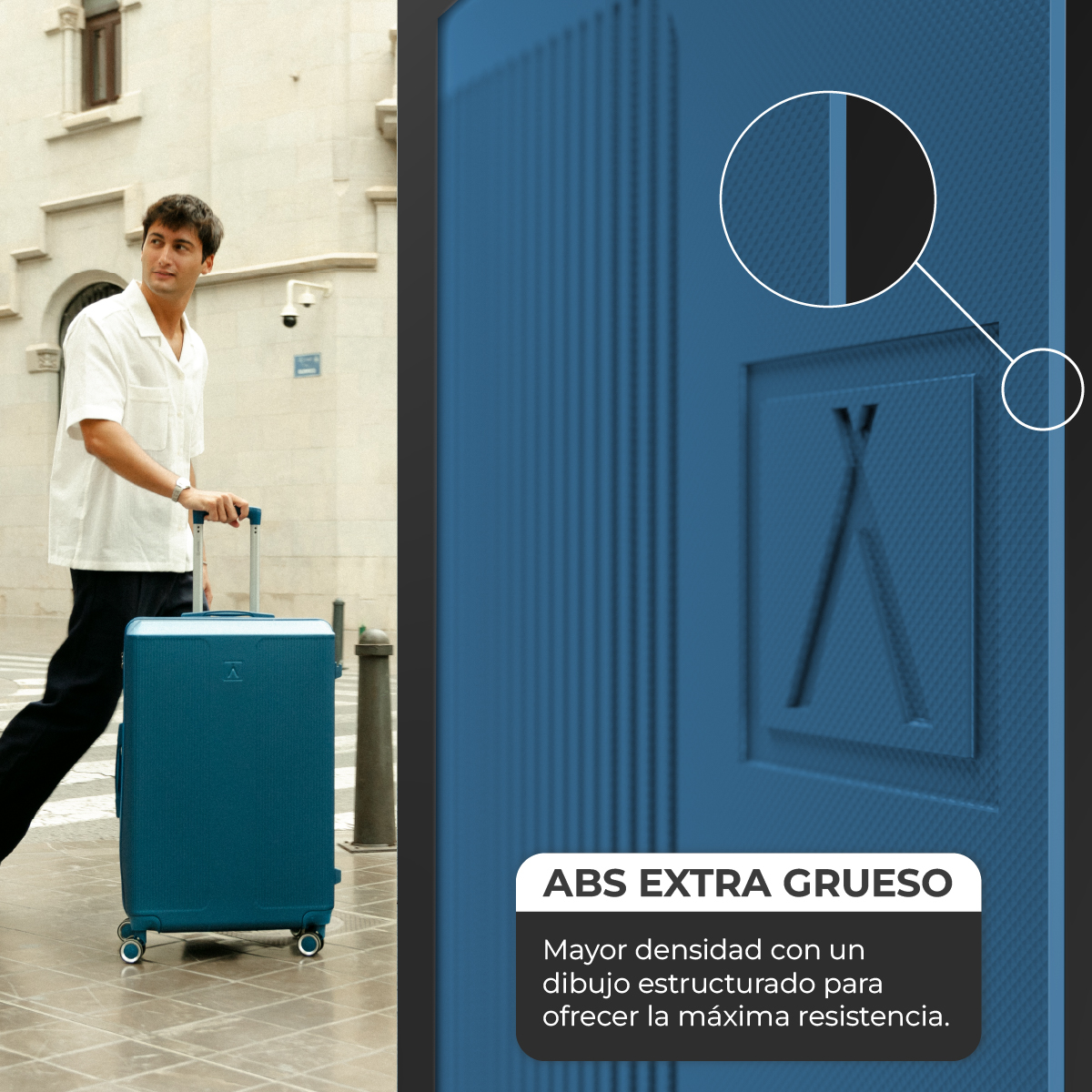 Juego de maletas 3 piezas (55/66,5cm + Neceser) Numada Elegance T15 Azul Profundo - Imagen 6