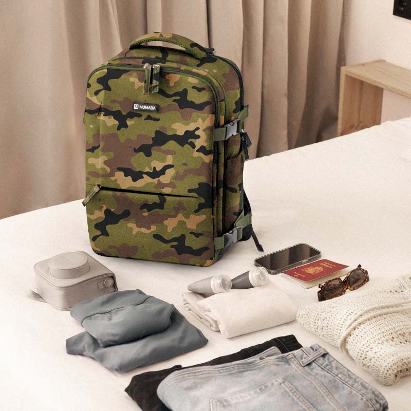 Mochila de viaje cabina 40x25x20cm Numada Explorer B40 Estampado Militar - Imagen 9