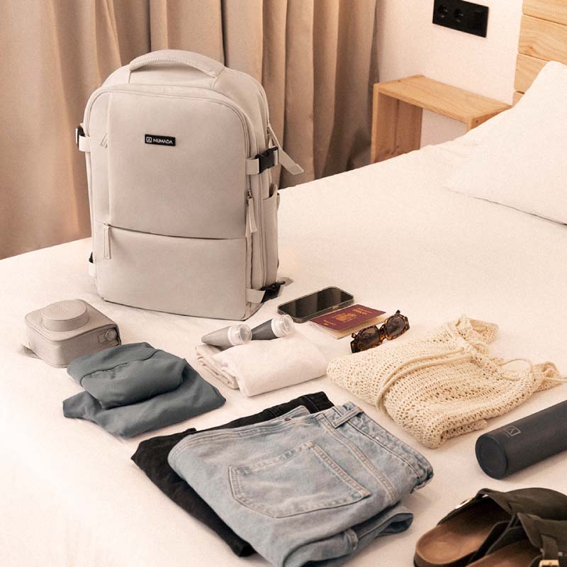 Mochila de viaje cabina 40x25x20cm Numada Explorer B40 Beige - Imagen 9