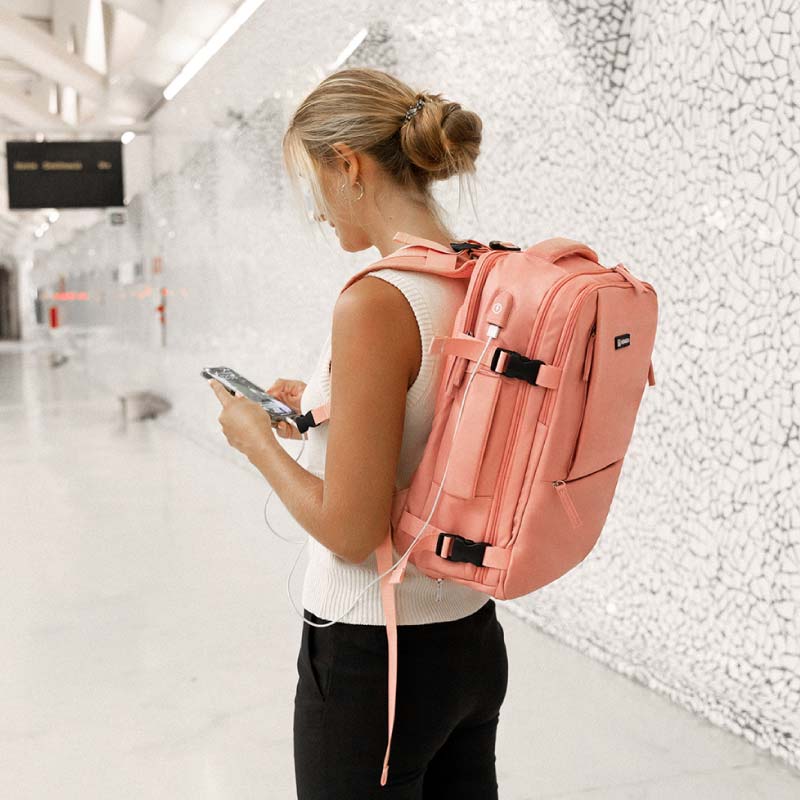 Mochila de viaje cabina 40x25x20cm Numada Explorer B40 Rosa Nude - Imagen 4