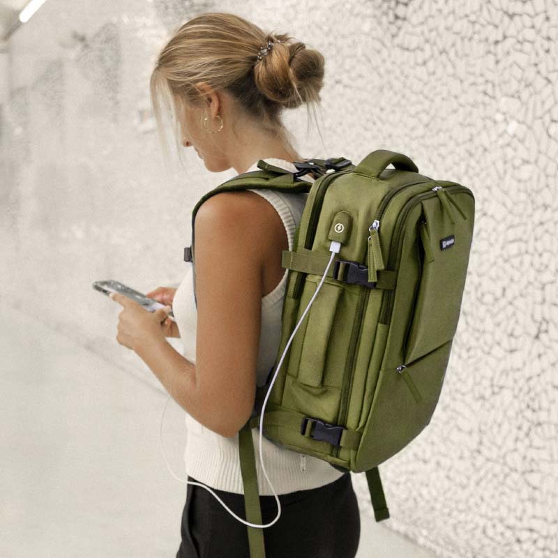 Mochila de viaje cabina 40x25x20cm Numada Explorer B40 Verde Militar - Imagen 4