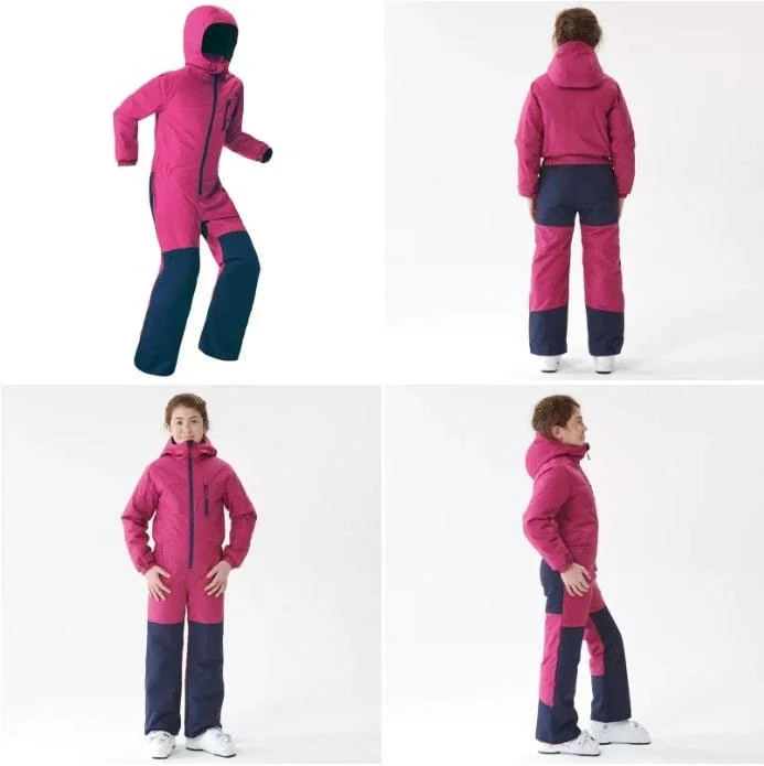 Mono de Esquí y Nieve Impermeable Niño Wedze SKI-P 100 rosa zaul marino