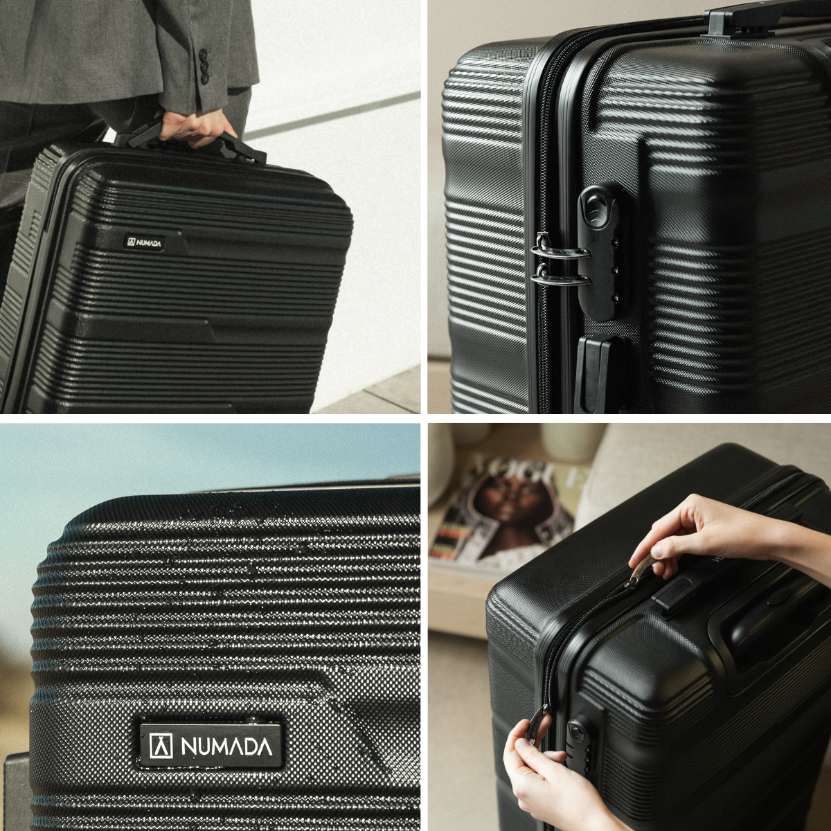 Juego de maletas 2 piezas (Maleta de cabina 55cm+ Neceser Transparente) Numada Upfly T10 Negro - Imagen 6