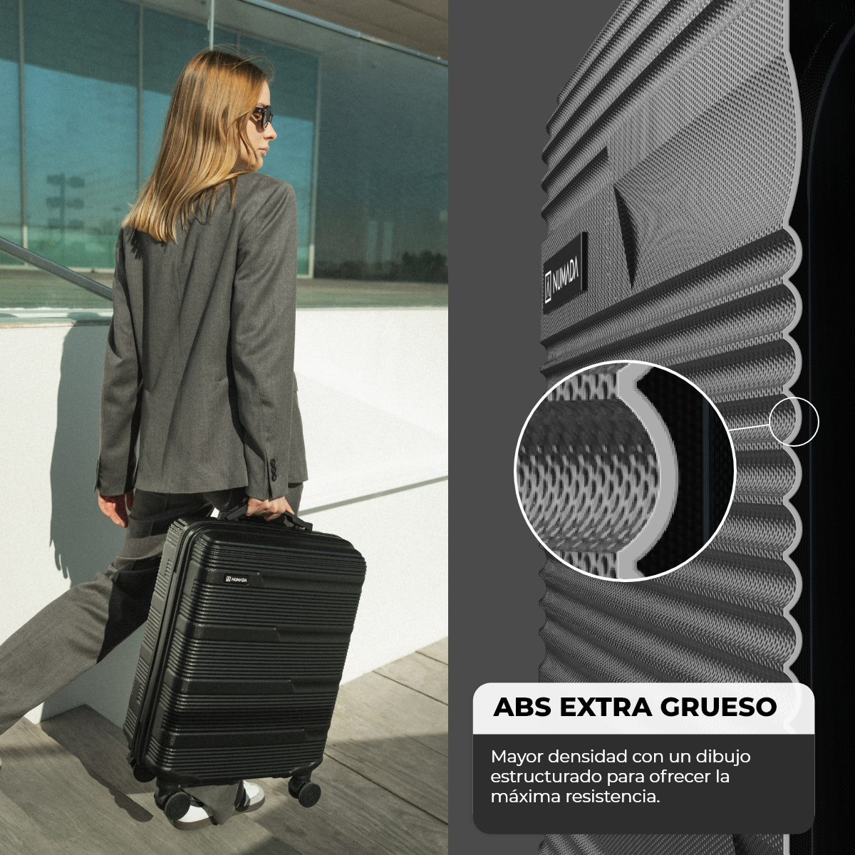 Juego de maletas 2 piezas (Maleta de cabina 55cm+ Neceser Transparente) Numada Upfly T10 Negro - Imagen 7