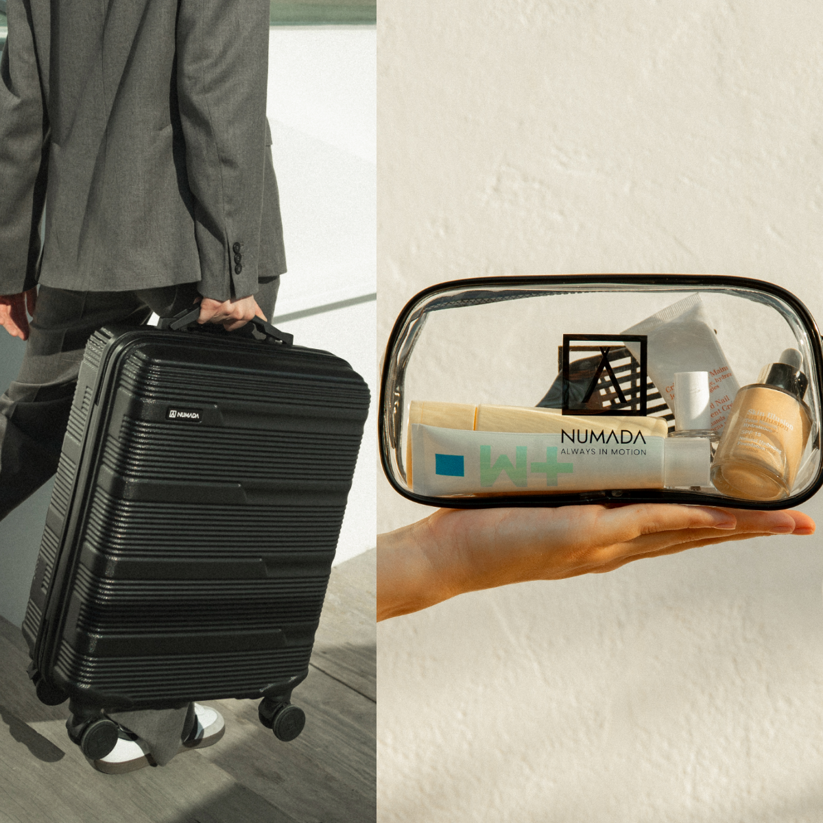 Juego de maletas 2 piezas (Maleta de cabina 55cm+ Neceser Transparente) Numada Upfly T10 Negro - Imagen 3