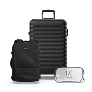 Juego de Maletas 3 pzs. (Maleta 63cm, Mochila Cabina, Neceser Transparente) Negro