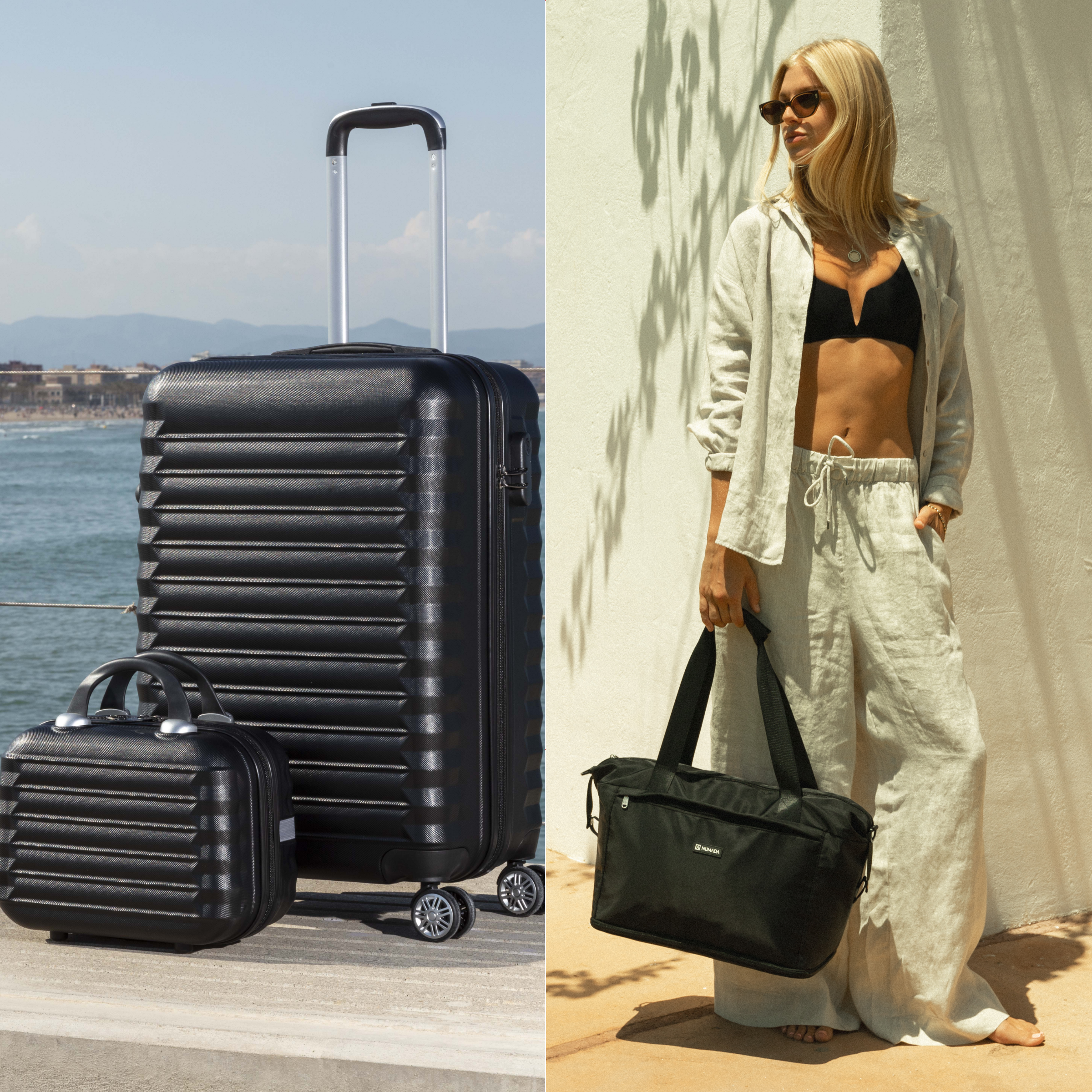 Juego de Maletas 3pzs. (Maleta 63cm, Bolsa de viaje plegable, Neceser 11 L) Negro - Imagen 3