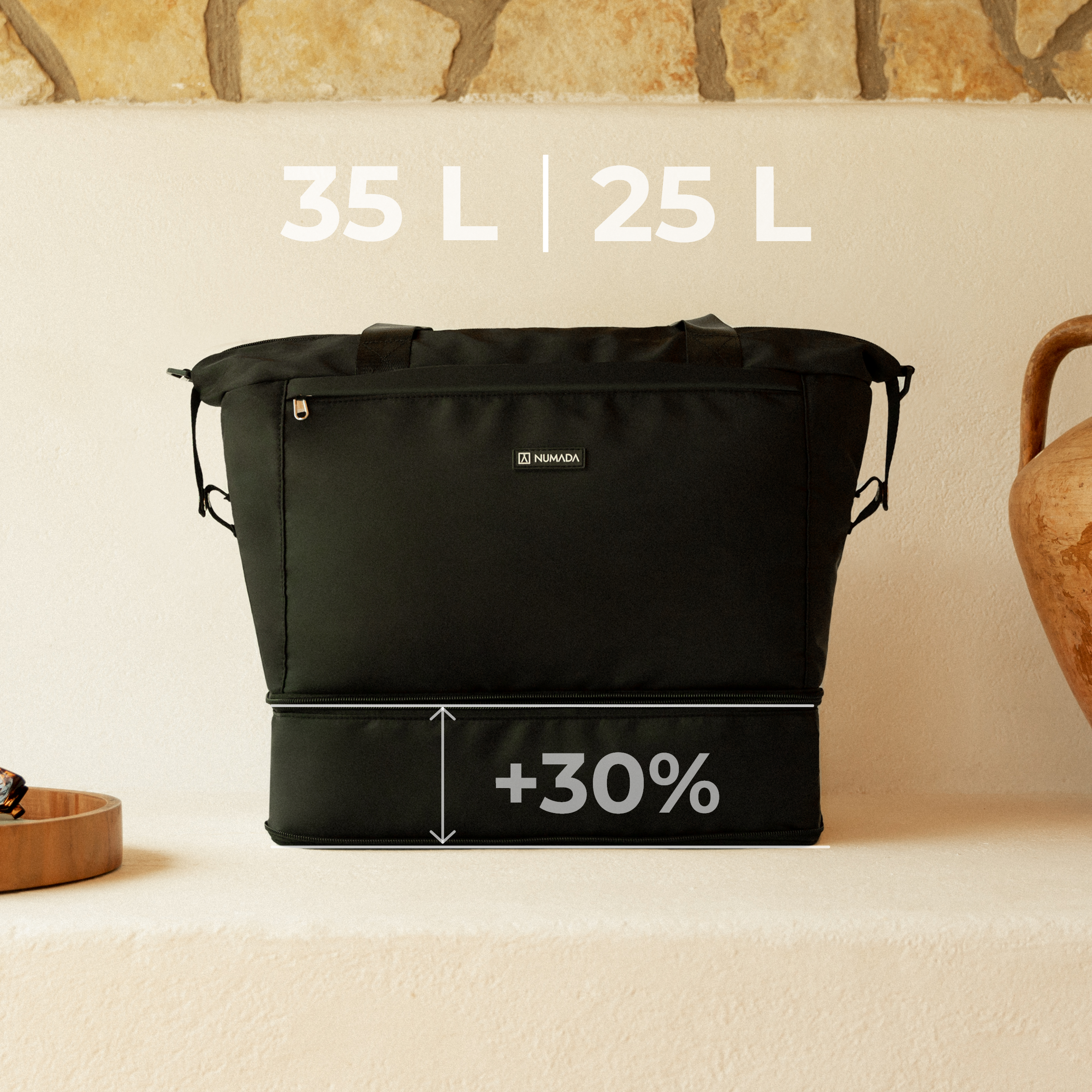 Juego de Maletas 3pzs. (Maleta 63cm, Bolsa de viaje plegable, Neceser 11 L) Negro - Imagen 6