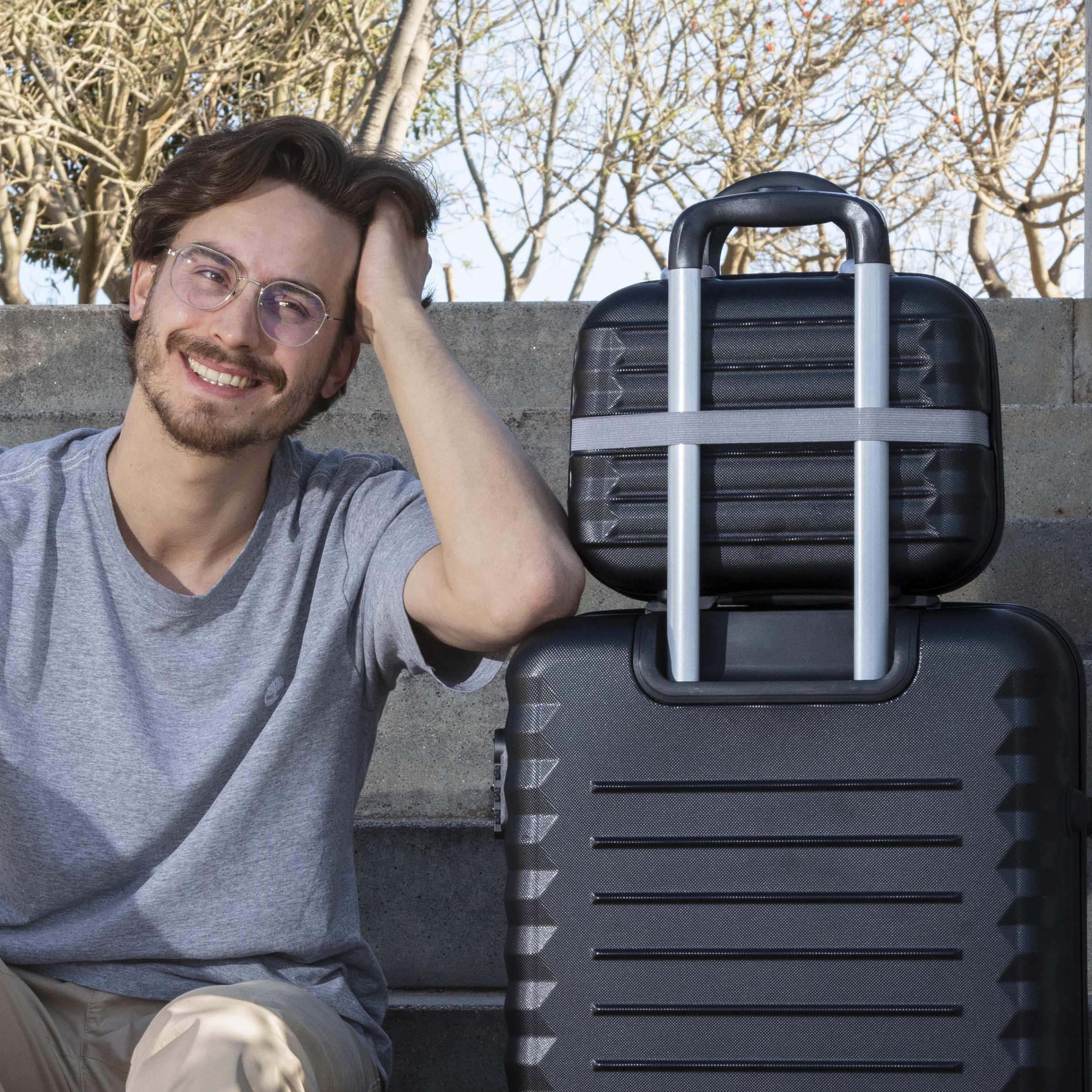 Juego de Maletas 3pzs. (Maleta 63cm, Bolsa de viaje plegable, Neceser 11 L) Negro - Imagen 9