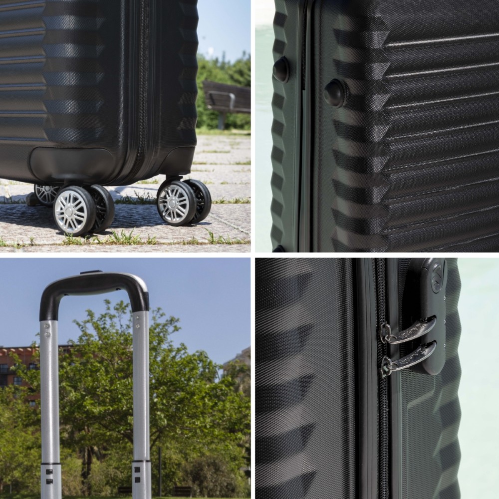 Juego de Maletas 3 pzs. (Maleta 63cm, Mochila Cabina, Neceser Transparente) Negro - Imagen 5