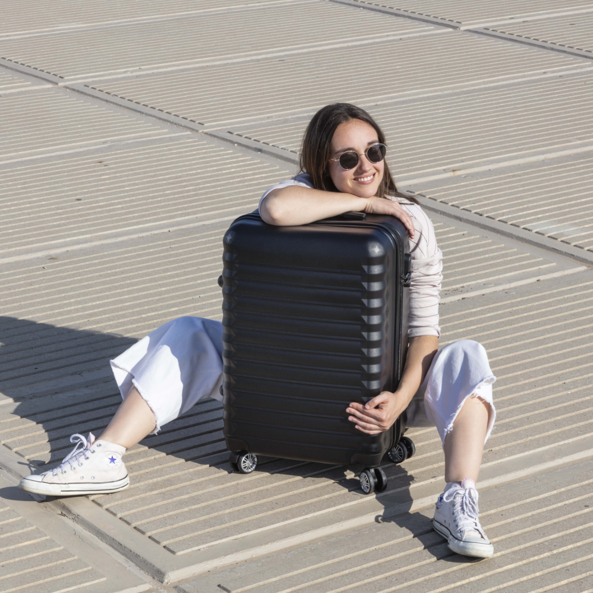 Juego de maletas 3 pzs. (Maleta 63 cm, Bolsa de viaje plegable, Neceser transparente) Negro - Imagen 4