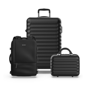 Juego de Maletas 3pzs. (Maleta 63 cm, Mochila Cabina, Neceser 11L) Negro