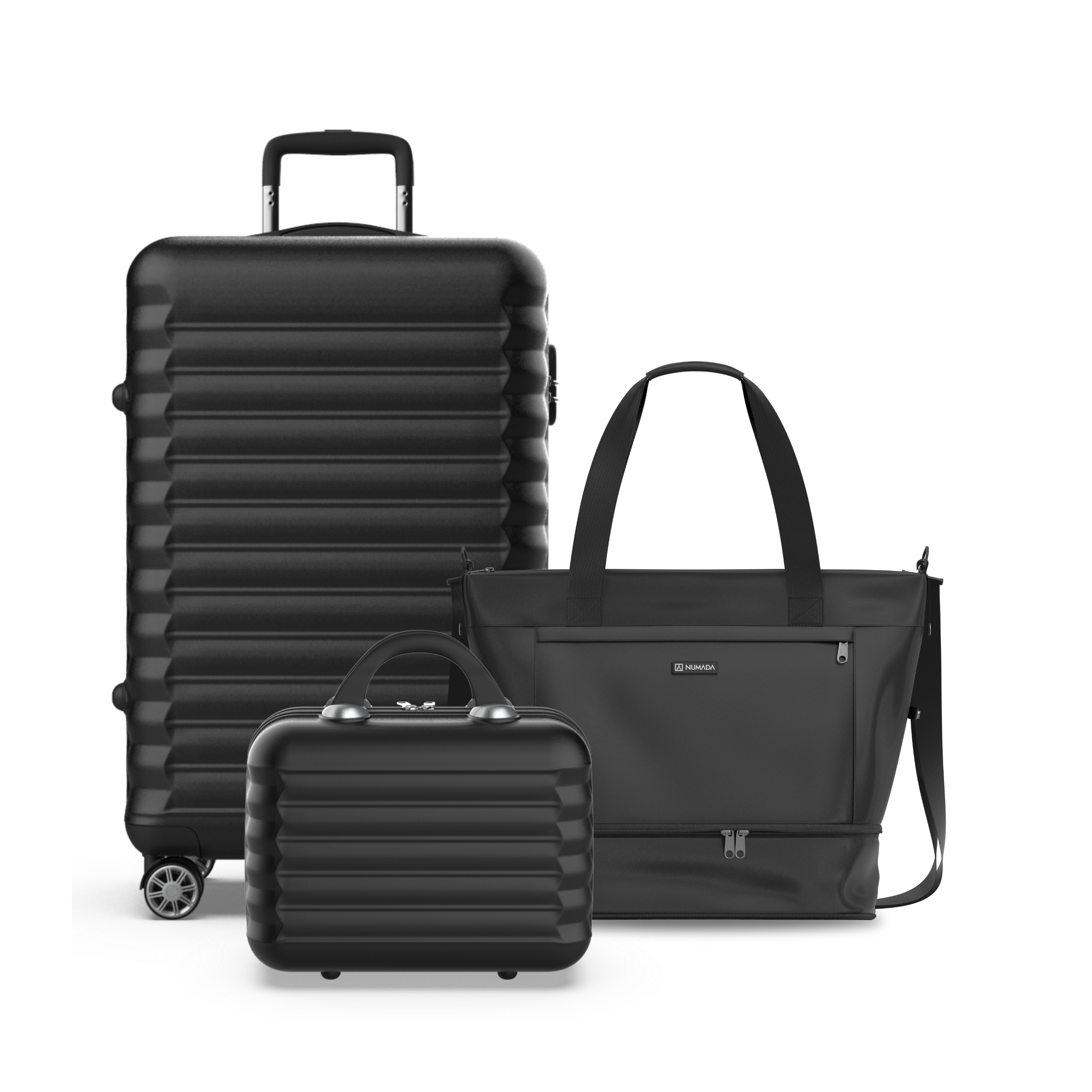 Juego de Maletas 3pzs. (Maleta 63cm, Bolsa de viaje plegable, Neceser 11 L) Negro
