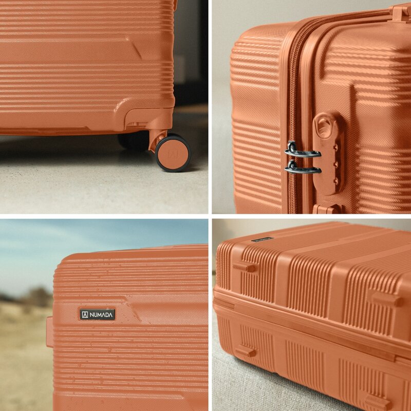 Juego de maletas 3 piezas (55/66cm + Neceser) Numada Upfly T10 Naranja - Imagen 8