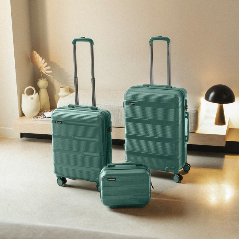 Juego de maletas 3 piezas (55/66cm + Neceser) Numada Upfly T10 Verde Oscuro - Imagen 4