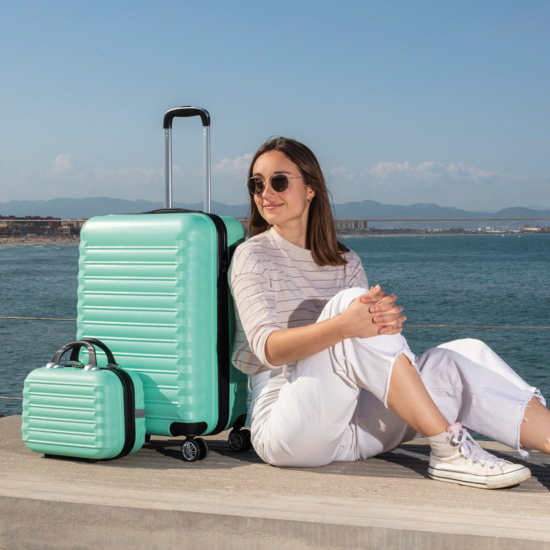 Juego de maletas 4 piezas (53/63/75cm + Neceser) Numada Upfly Verde menta - Imagen 3