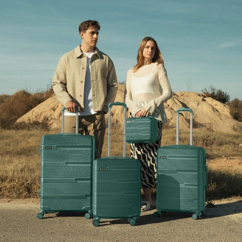 Juego de maletas 4 piezas (55/66/76cm + Neceser) Numada Upfly T10 Verde Oscuro - Imagen 3