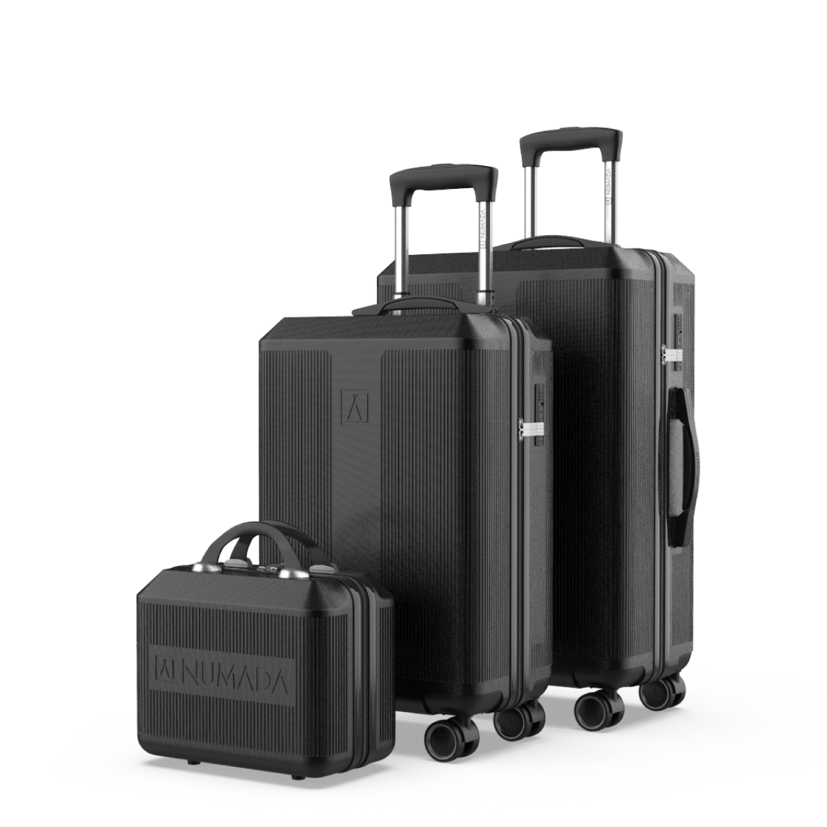 Juego de maletas 3 piezas (55/66,5cm + Neceser) Numada Elegance T15 Negro