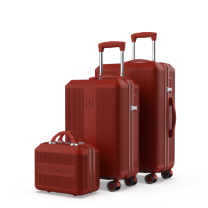 Juego de maletas 3 piezas (55/66,5cm + Neceser) Numada Elegance T15 Rojo Vino