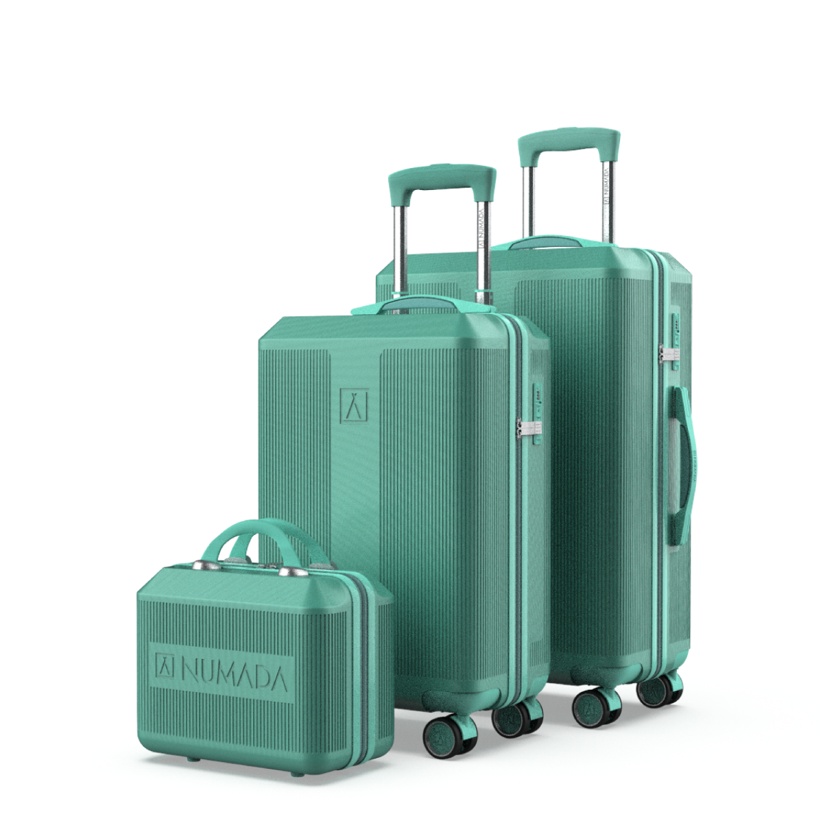 Juego de maletas 3 piezas (55/66,5cm + Neceser) Numada Elegance T15 Verde Aguamarina